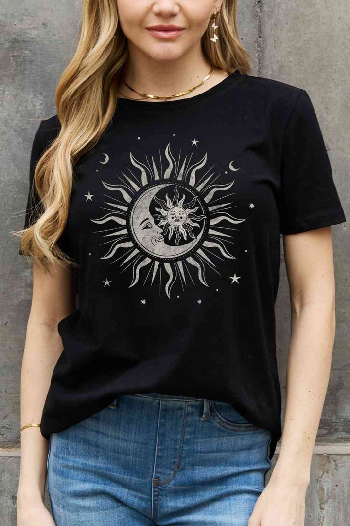 Simply Love Full Size Sun, Moon, and Star Graphic Cotton Tee | 1mrk.com