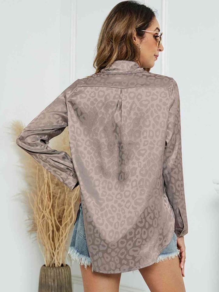 Printed Long Sleeve Collared Neck Shirt |1mrk.com