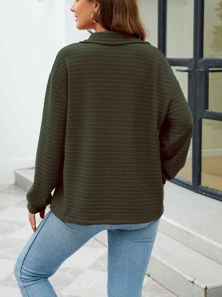 Quarter-Zip Collared Drop Shoulder Sweatshirt |1mrk.com