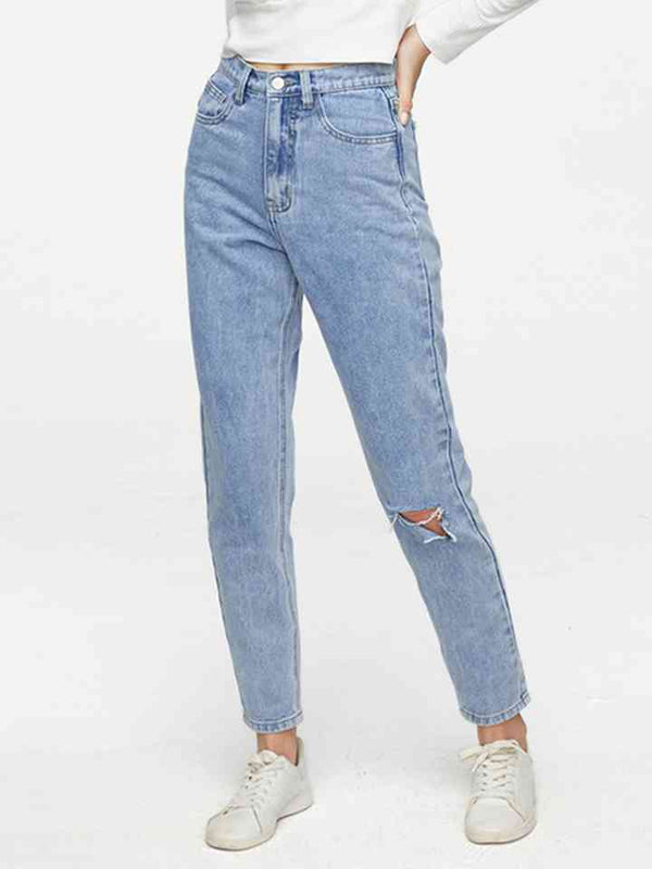Buttoned Distressed Jeans | 1mrk.com
