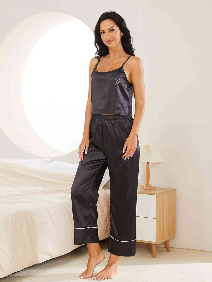 Heart Graphic Cami and Pants Lounge Set | 1mrk.com