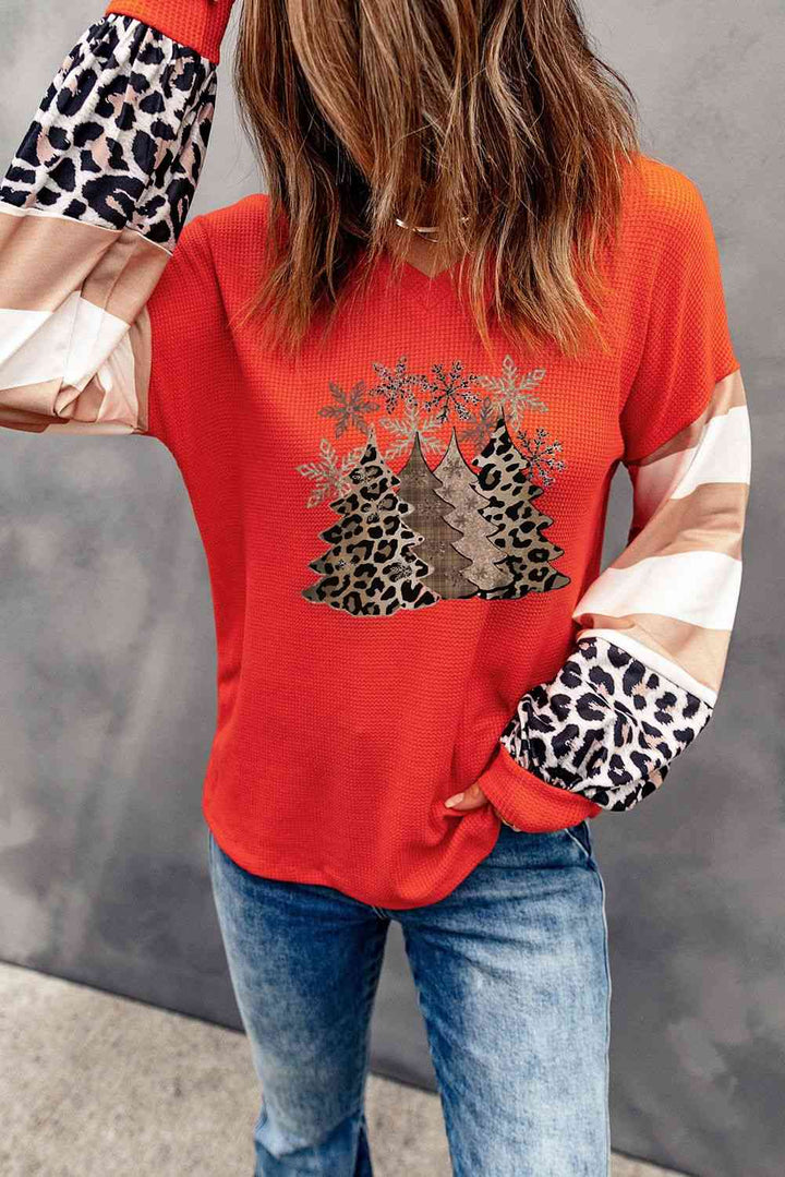 Christmas Tree Graphic Waffle-Knit Top | 1mrk.com