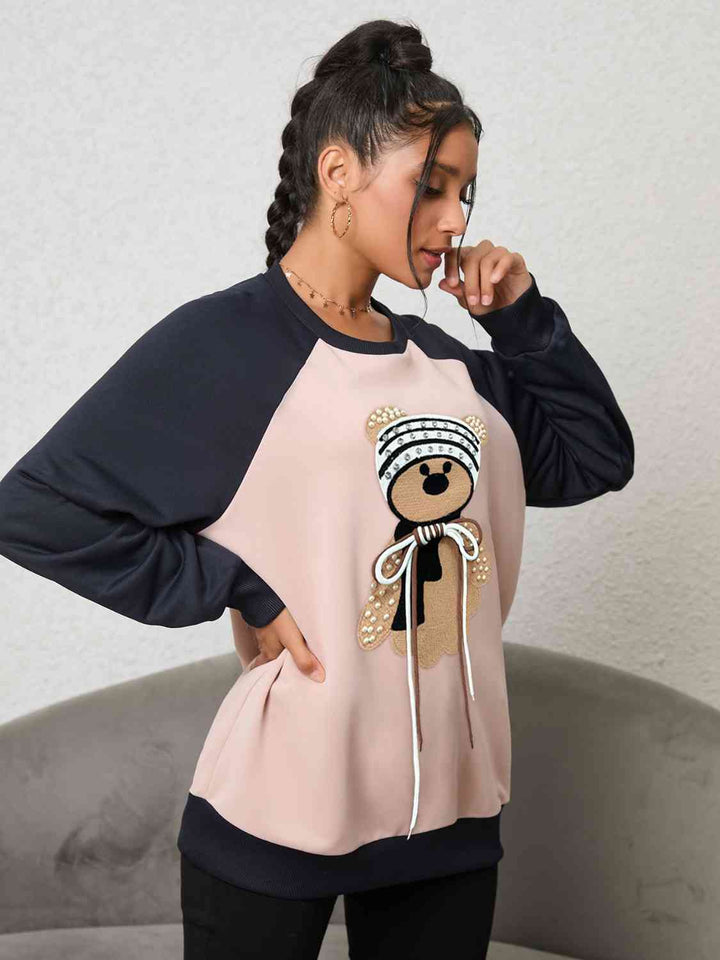 Bear Graphic Raglan Sleeve Sweatshirt |1mrk.com