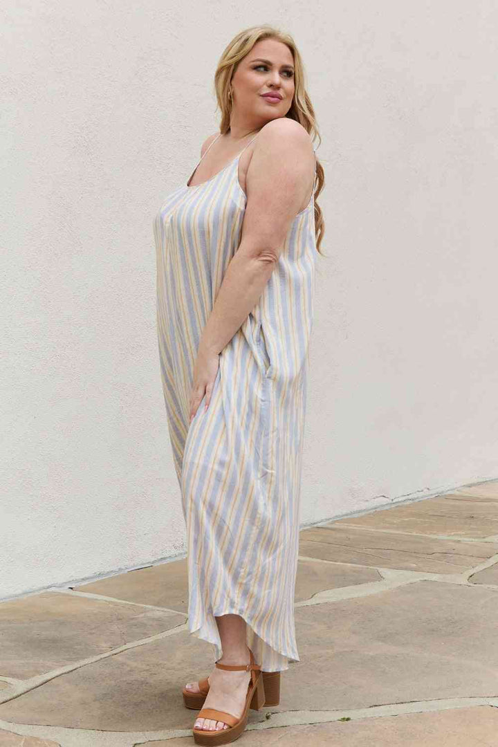 HEYSON Full Size Multi Colored Striped Jumpsuit with Pockets | 1mrk.com