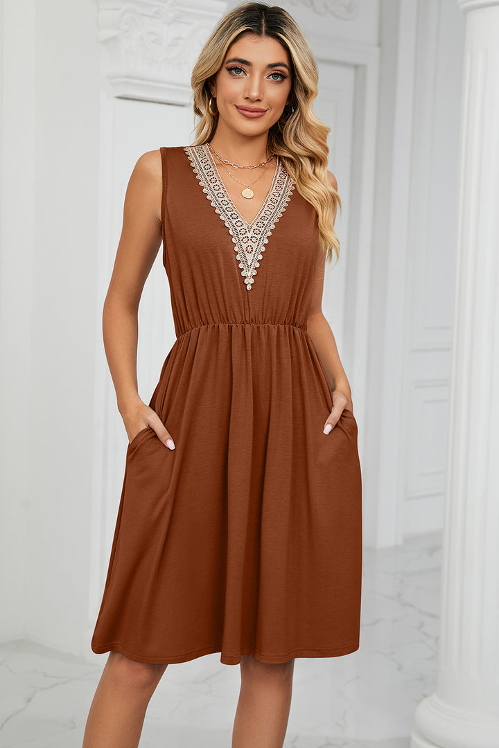 Pocketed V-Neck Wide Strap Dress | Trendsi