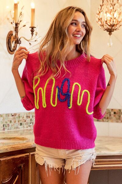 BiBi MOM Contrast Round Neck Sweater |1mrk.com