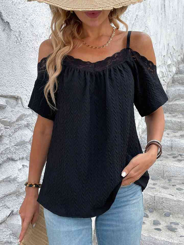 Spaghetti Strap Lace Trim Top | 1mrk.com