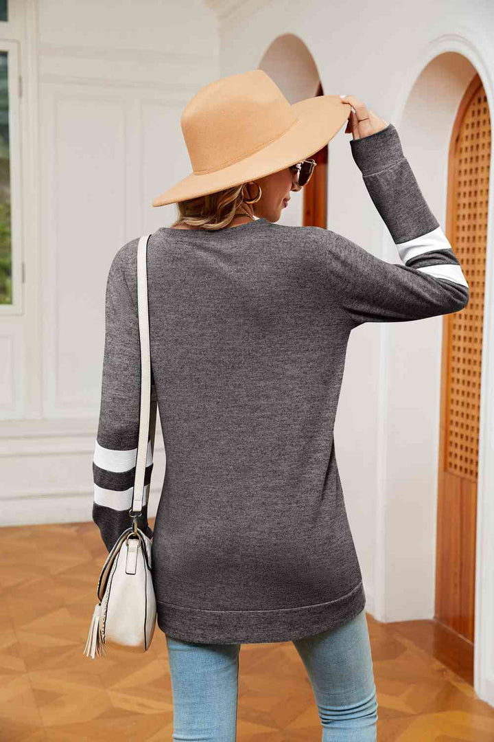 Round Neck Long Sleeve Top | 1mrk.com