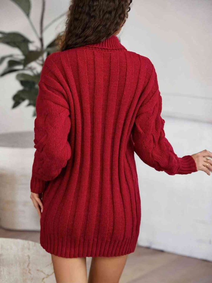 Cable-Knit Turtleneck Sweater Dress |1mrk.com