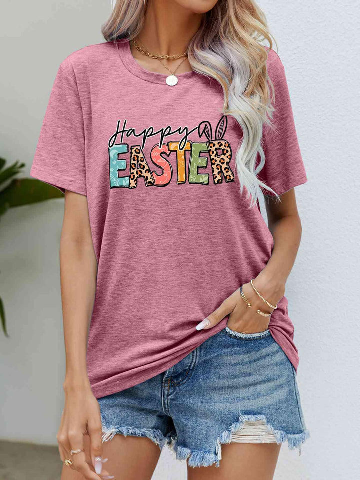 HAPPY EASTER Graphic Round Neck Tee Shirt | 1mrk.com