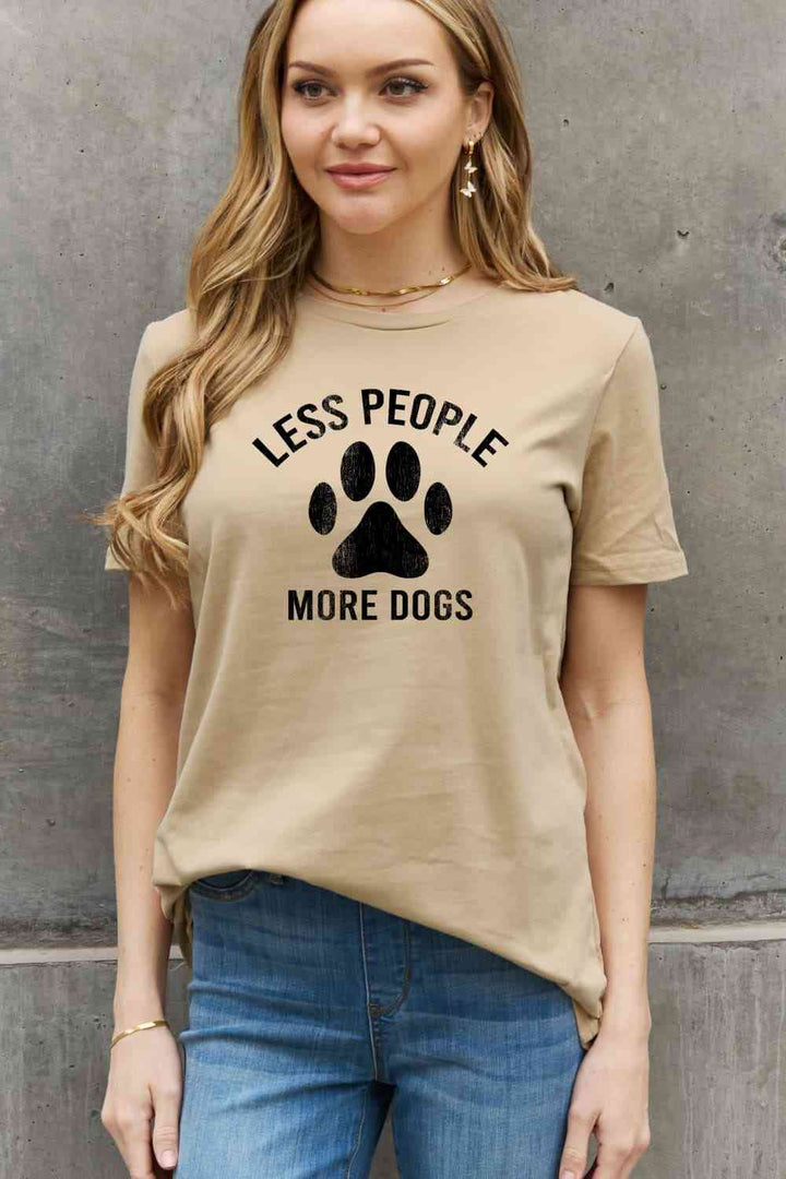 Simply Love Full Size LESS PEOPLE MORE DOGS Graphic Cotton Tee | 1mrk.com