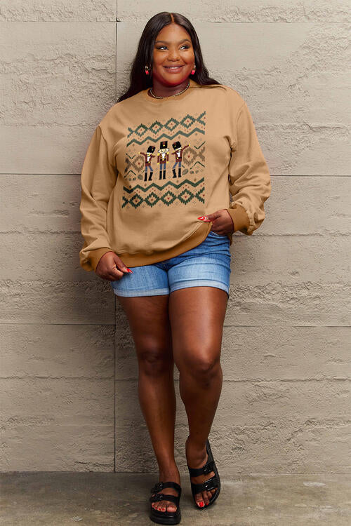 Simply Love Full Size Nutcracker Graphic Long Sleeve Sweatshirt |1mrk.com