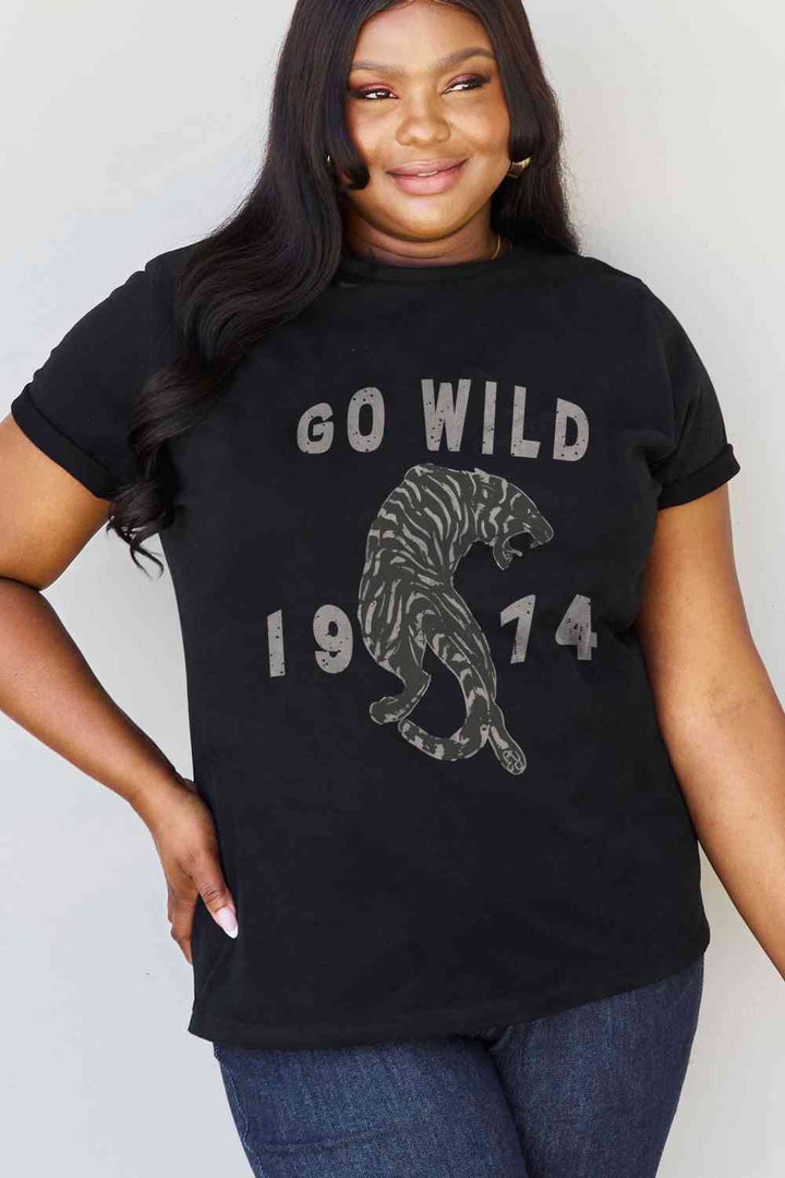 Simply Love Full Size GO WILD 1974 Graphic Cotton Tee | 1mrk.com