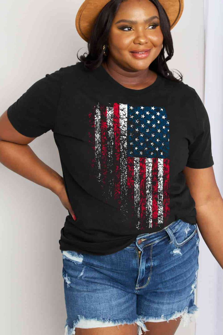 Simply Love Full Size US Flag Graphic Cotton Tee | 1mrk.com