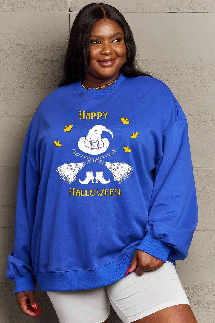 Simply Love Full Size HAPPY HALLOWEEN Graphic Sweatshirt |1mrk.com