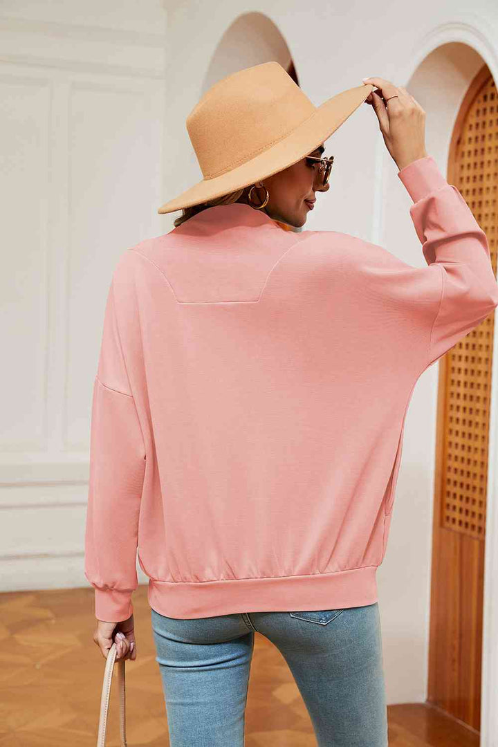 Half-Zip Dropped Shoulder Sweatshirt |1mrk.com