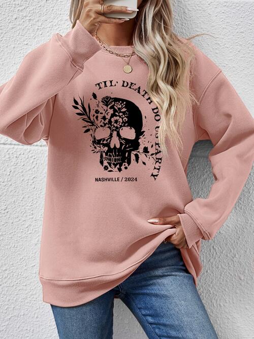 Graphic Round Neck Dropped Shoulder Sweatshirt |1mrk.com