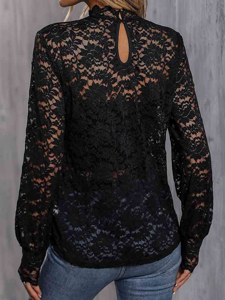 Mock Neck Lace Blouse | 1mrk.com