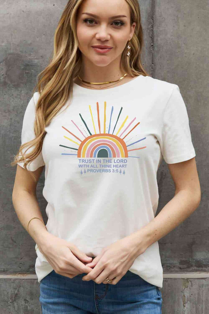 Simply Love Full Size Rainbow Graphic Cotton Tee | 1mrk.com