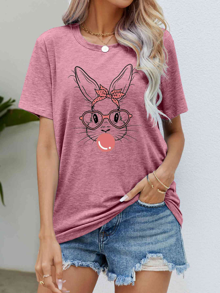 Easter Bunny Graphic Round Neck T-Shirt | 1mrk.com