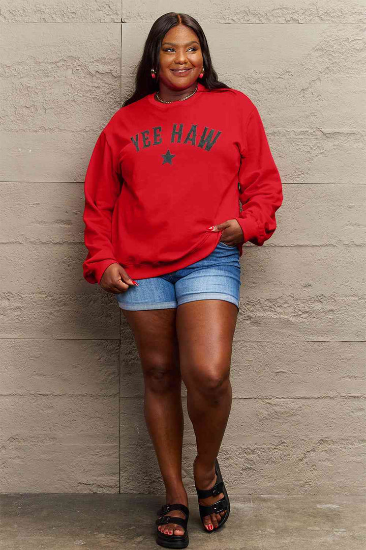 Simply Love Full Size YEEHAW Graphic Round Neck Sweatshirt |1mrk.com