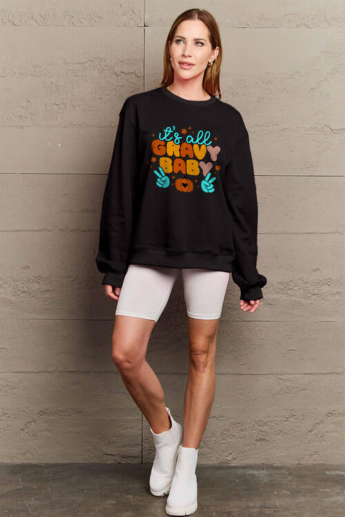 Simply Love Full Size IT'S ALL GRAVY BABY Long Sleeve Sweatshirt |1mrk.com