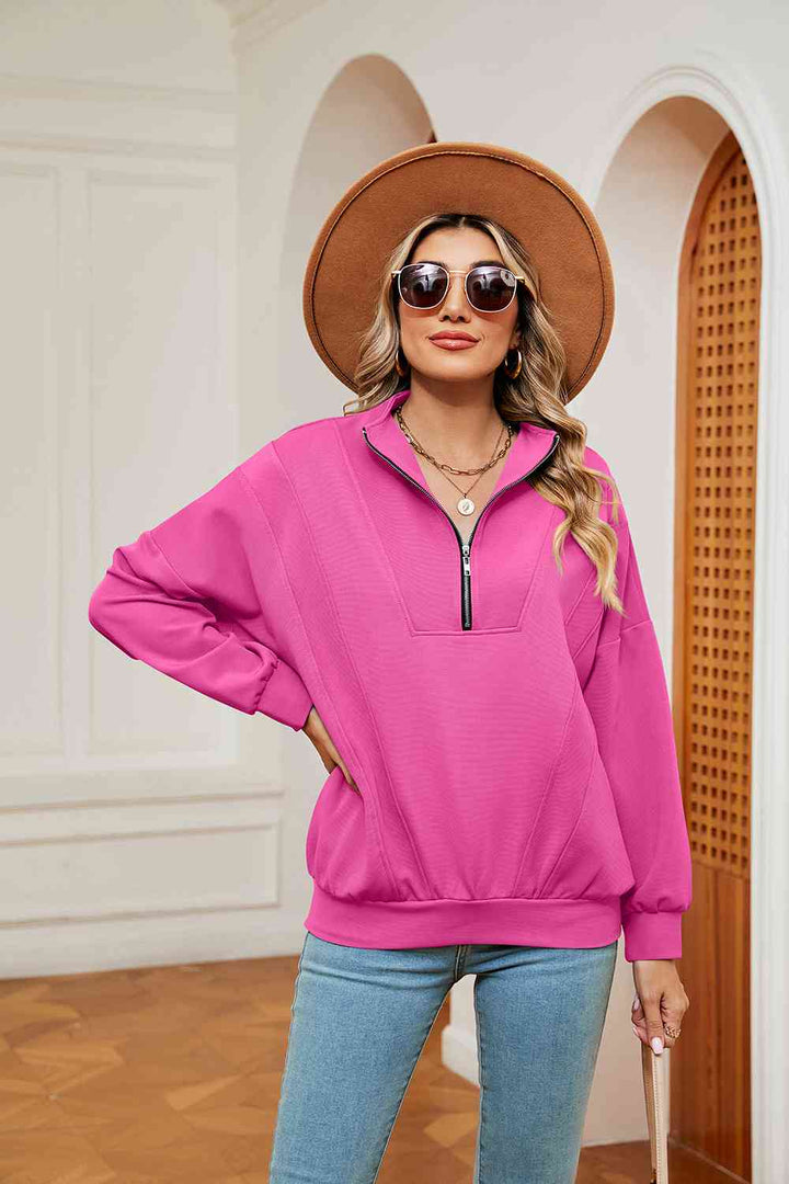 Half-Zip Dropped Shoulder Sweatshirt |1mrk.com