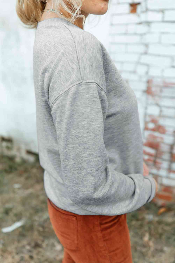 Drop Shoulder Ribbed Trim Sweatshirt |1mrk.com