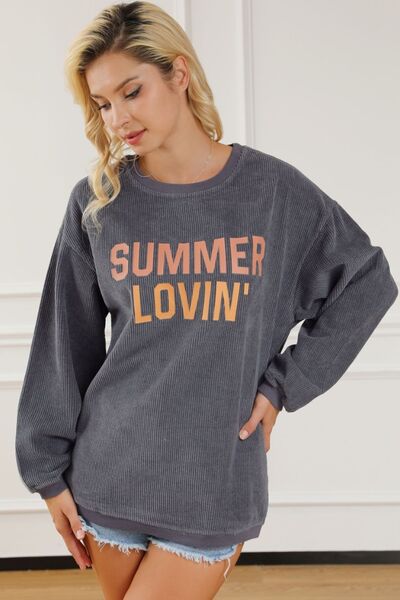 SUMMER LOVIN Graphic Textured Pullover Sweatshirt |1mrk.com