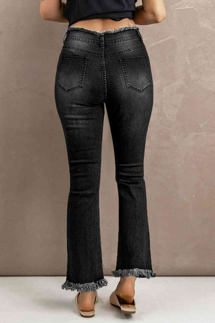 Baeful High Waist Distressed Raw Hem Jeans | 1mrk.com