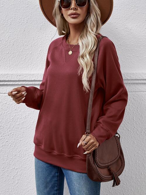 Round Neck Long Sleeve Sweatshirt |1mrk.com