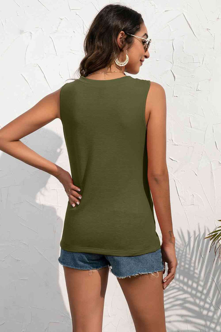 Buttoned Deep V Tank | 1mrk.com