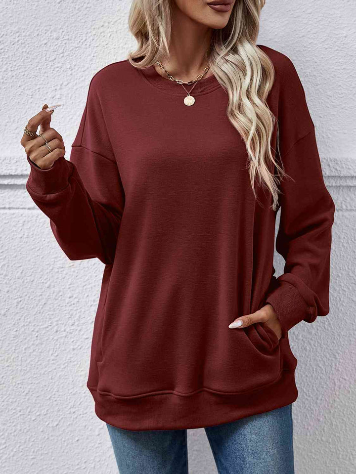 Dropped Shoulder Sweatshirt with Pockets |1mrk.com