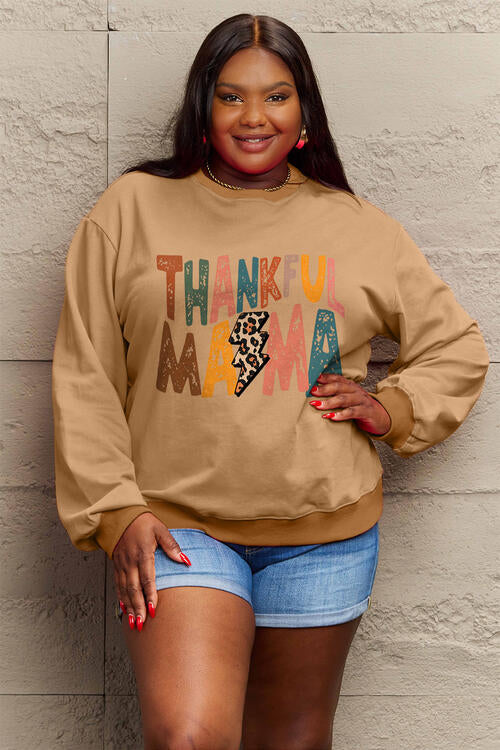 Simply Love Full Size Letter Graphic Long Sleeve Sweatshirt |1mrk.com