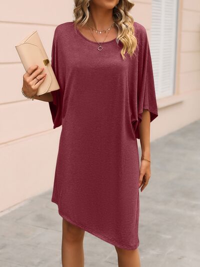 Round Neck Three-Quarter Sleeve Tee Dress | Trendsi