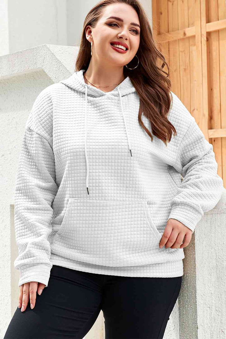 Plus Size Front Pocket Long Sleeve Hoodie | 1mrk.com