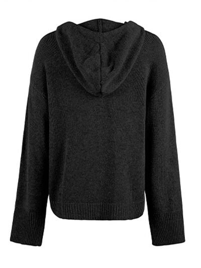 Drawstring Button Up Hooded Cardigan | Trendsi