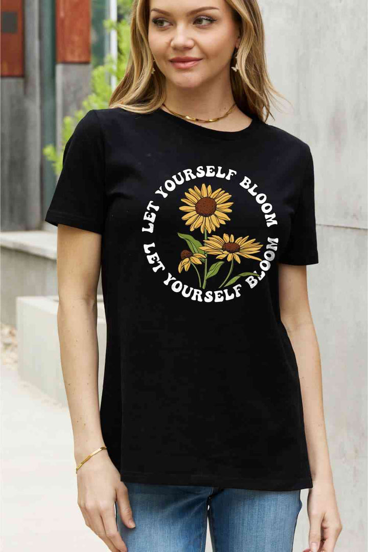 Simply Love Full Size LET YOURSELF BLOOM Graphic Cotton Tee | 1mrk.com