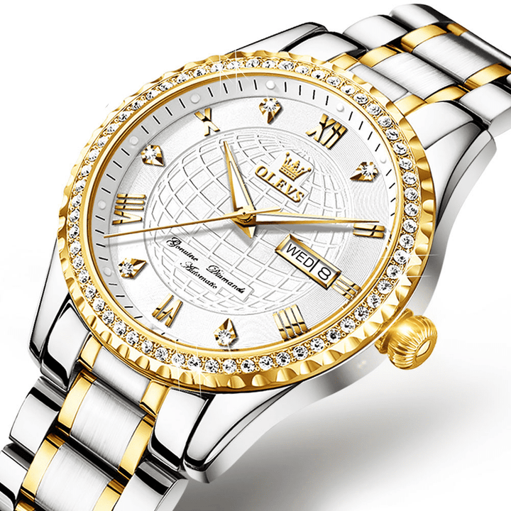 Olevs 6616 Wrist Watch Men Fashion Business Diamond Analog Mechanical Olevs