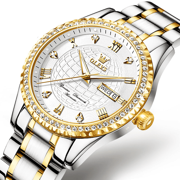 Olevs 6616 Wrist Watch Men Fashion Business Diamond Analog Mechanical | 1mrk.com