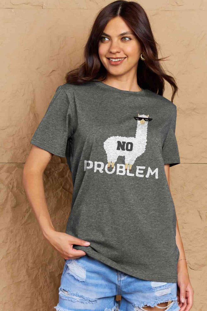 Simply Love Full Size NO PROBLEM Graphic Cotton Tee | 1mrk.com