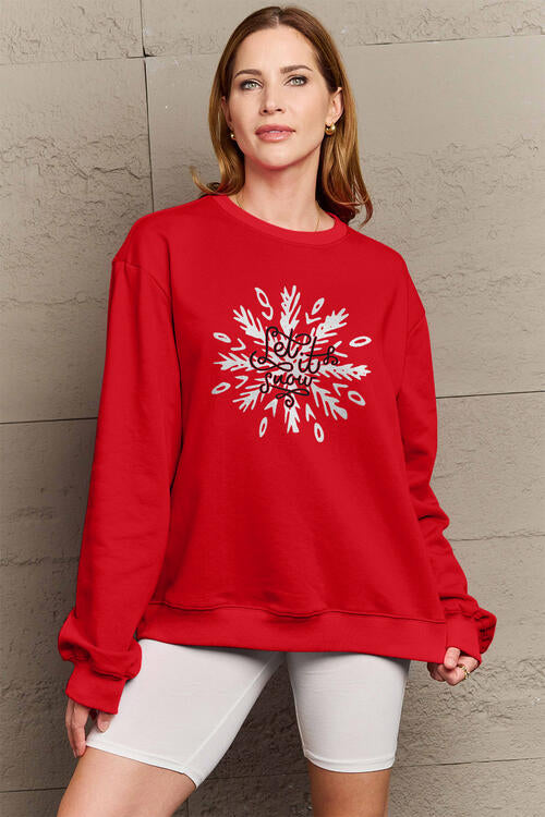 Simply Love Full Size LET IT SNOW Long Sleeve Sweatshirt |1mrk.com