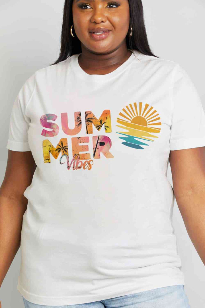 Simply Love Full Size SUMMER VIBES Graphic Cotton Tee | 1mrk.com