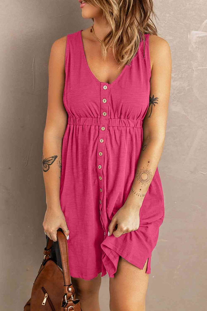 Sleeveless Button Down Mini Magic Dress | 1mrk.com