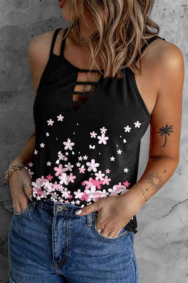 Floral Double-Strap Ladder Detail Cami | 1mrk.com