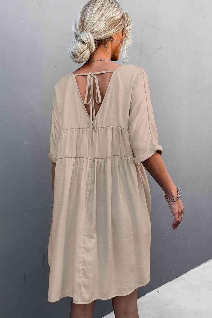 Tie Back Pocket Mini Dress |1mrk.com