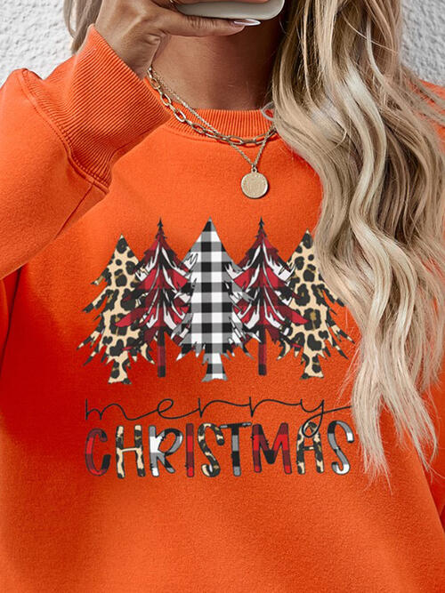 MERRY CHRISTMAS Round Neck Long Sleeve Sweatshirt |1mrk.com