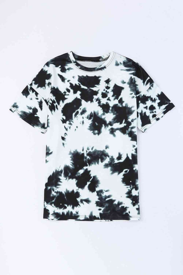 Tie-Dye Round Neck Short Sleeve Tunic Tee | 1mrk.com