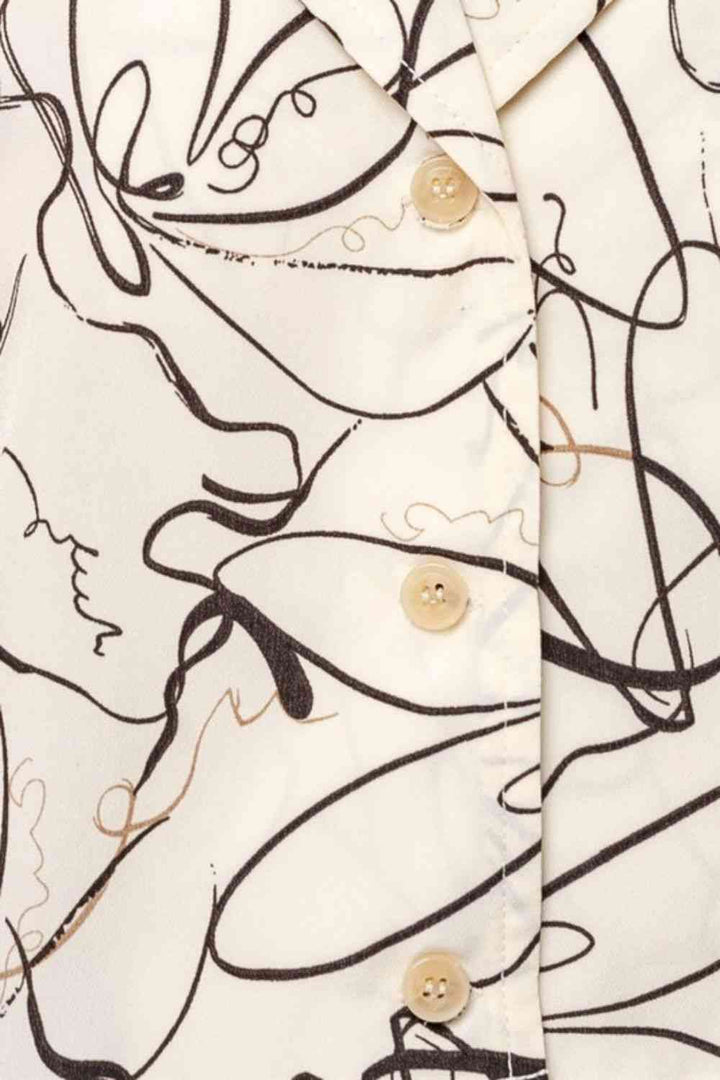 Gilli Abstract Print Lapel Collar Cropped Shirt |1mrk.com