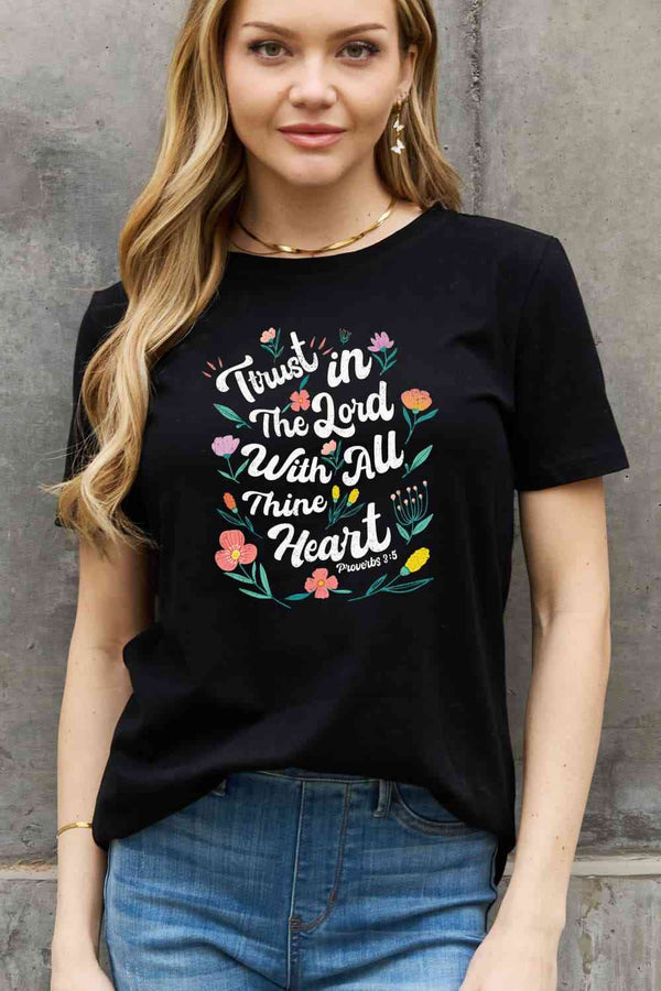 Simply Love Full Size TRUST IN THE LORD WITH ALL THINE HEART PROVERBS 3:5 Graphic Cotton Tee | 1mrk.com